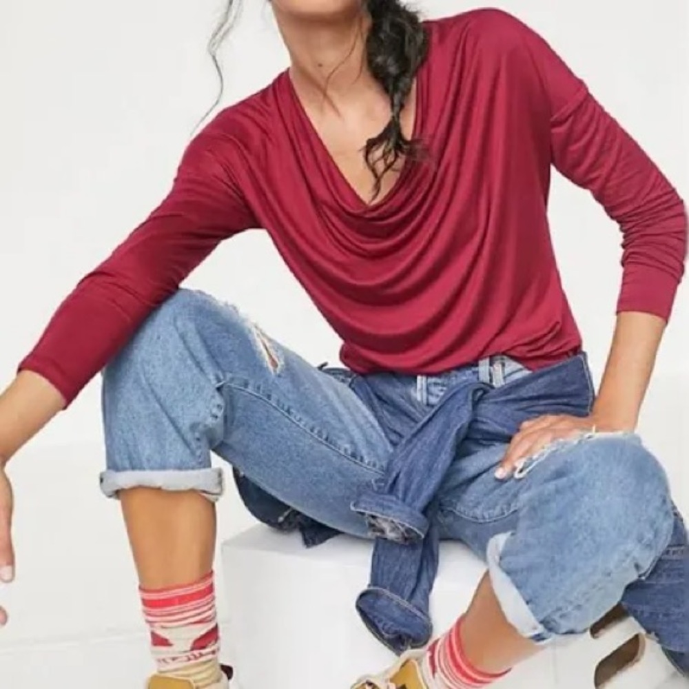 Anthropologie Cowl Neck Long Sleeve Top